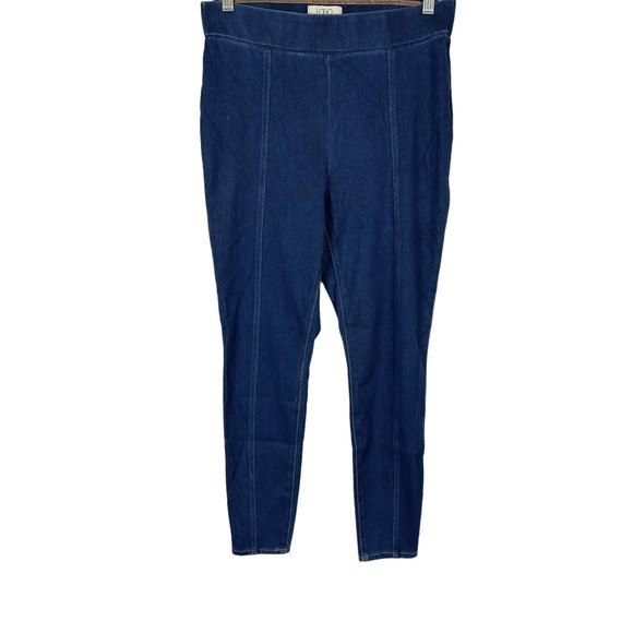 LOGO by Lori Goldstein Regular Seamed Knit Denim Leggings Medium Wash Size 8 - Picture 1 of 2